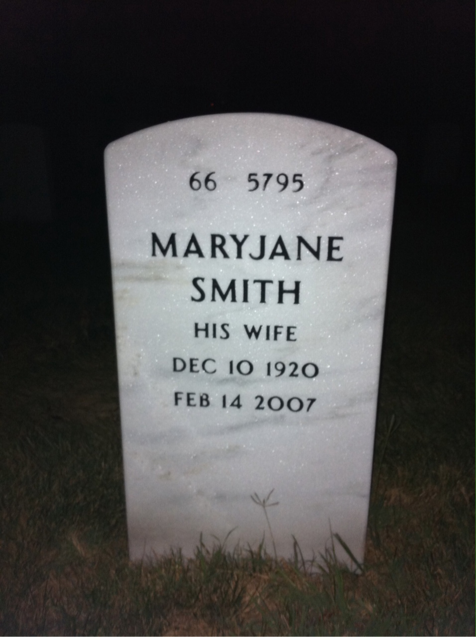Back of headstone — Herbert Woodbury
