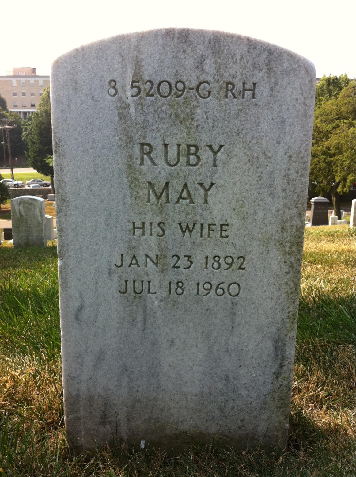 Back of headstone — Abner Morley