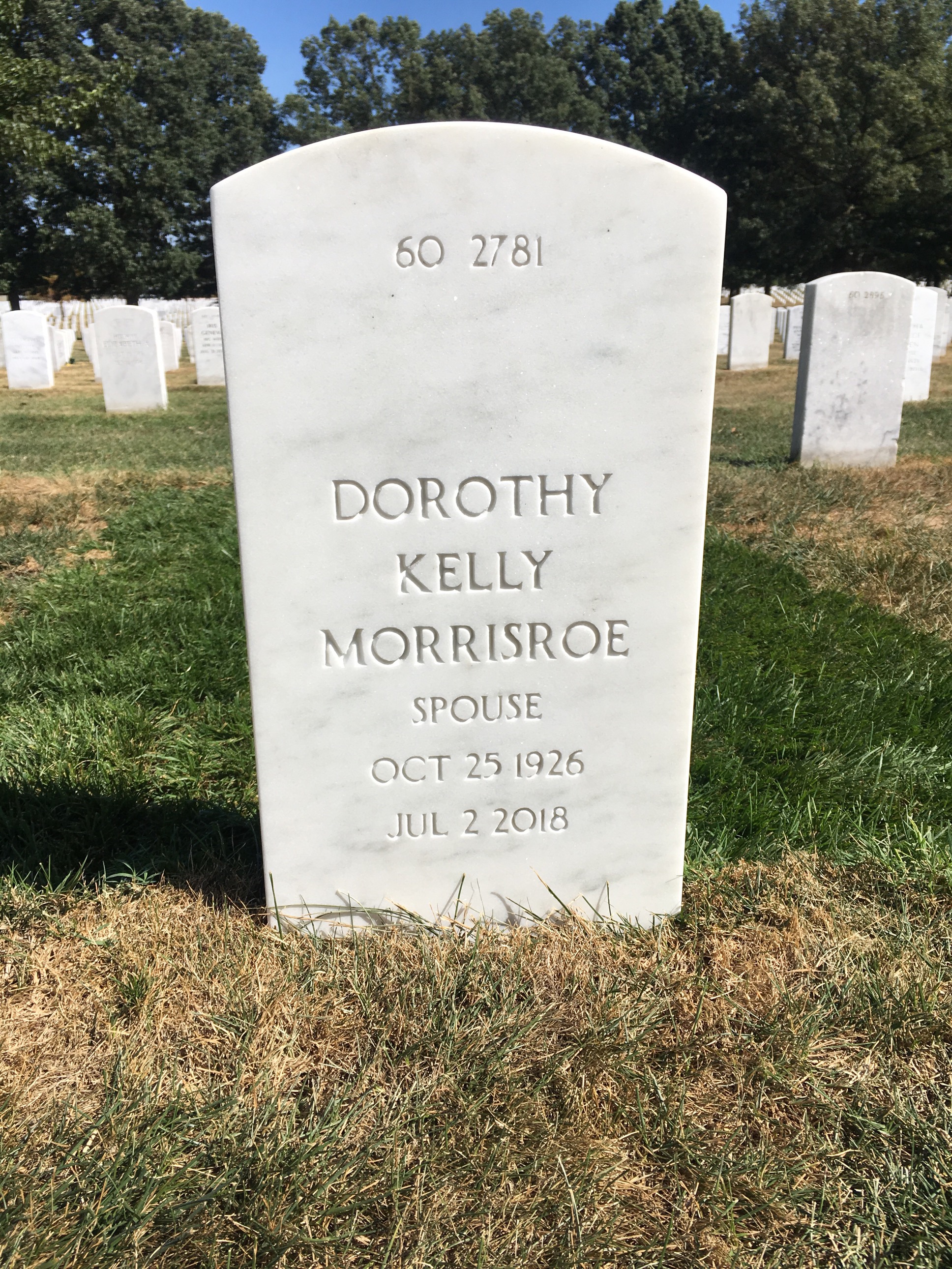 Back of headstone — William Morrisroe