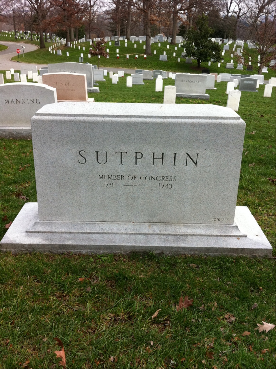 Back of headstone — William H Sutphin