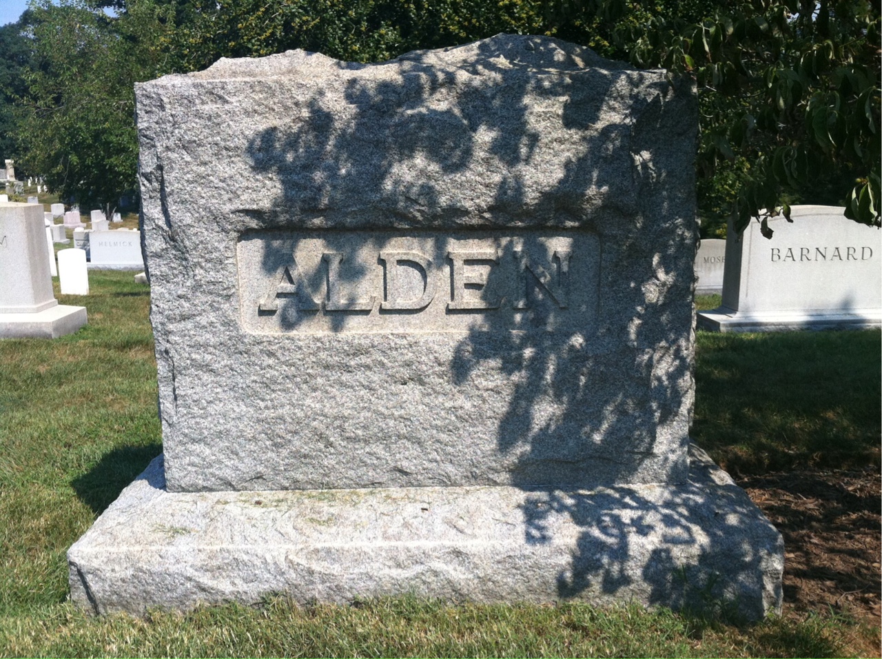 Back of headstone — Alice Alden