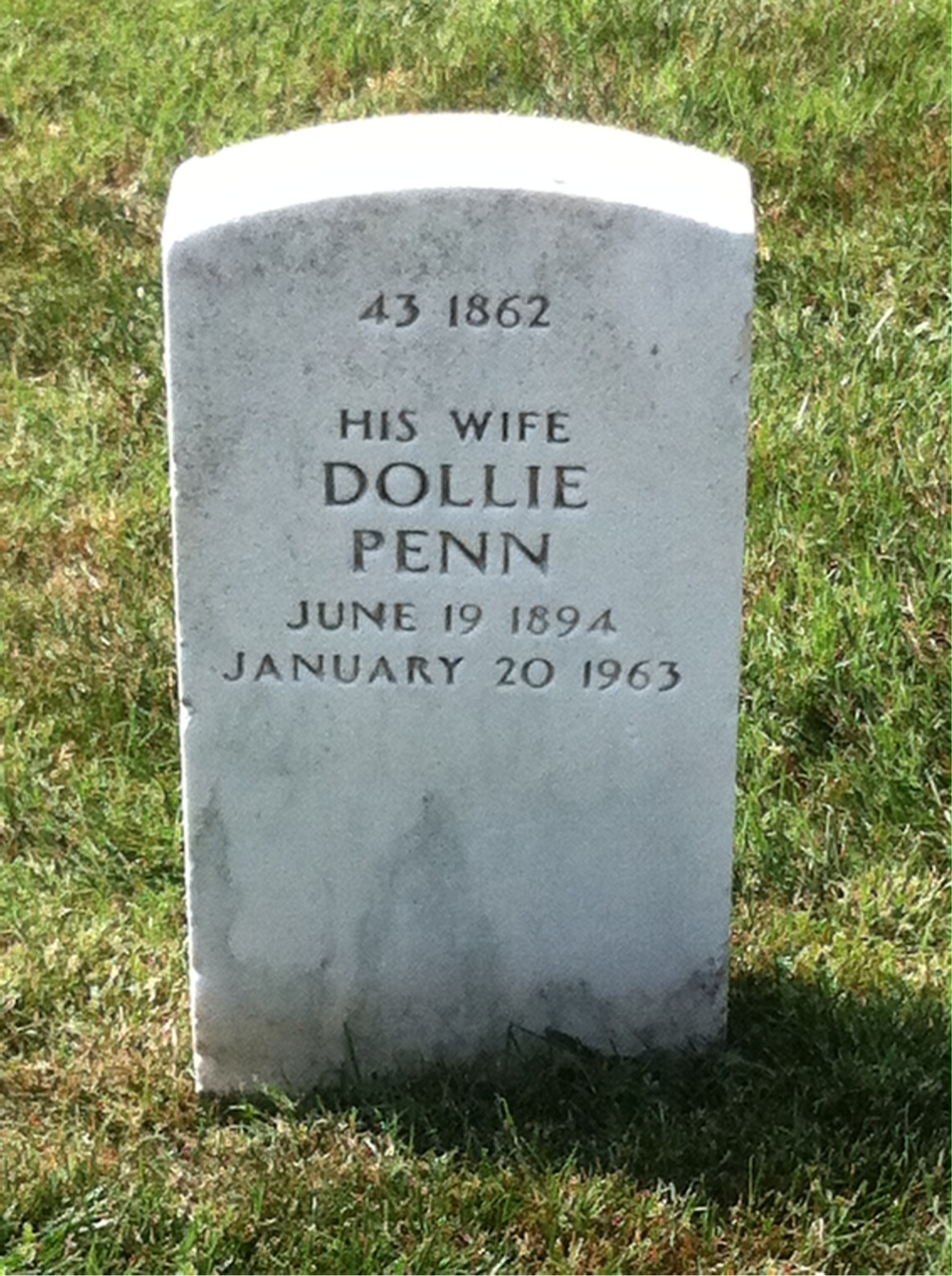 Back of headstone — Dollie Blair