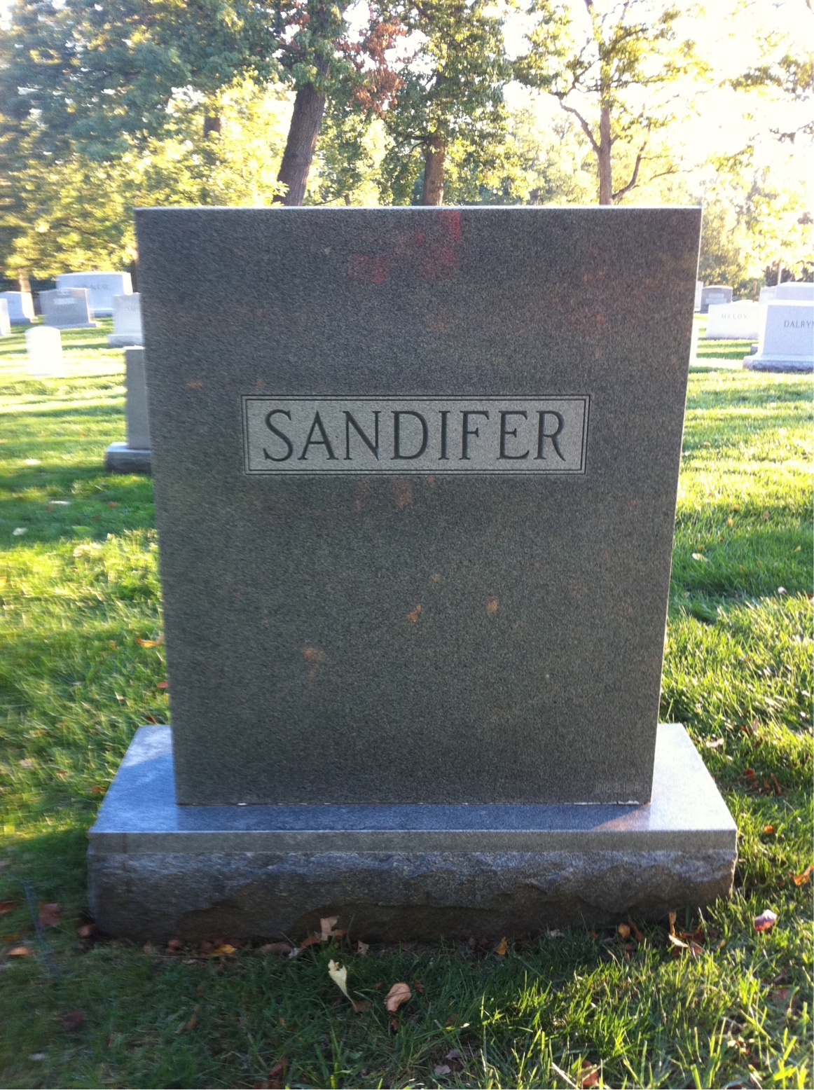 Back of headstone — Virgil Sandifer