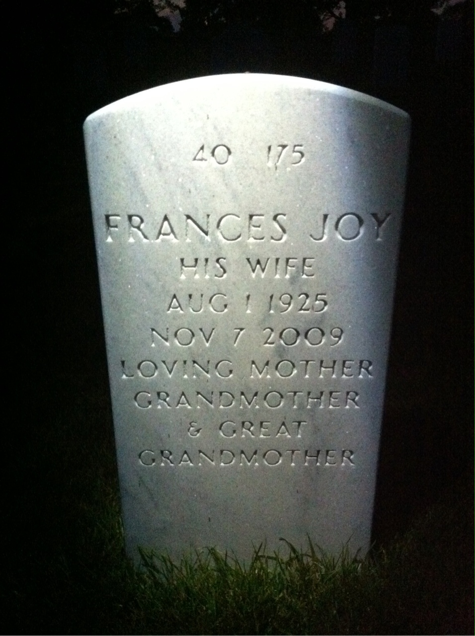 Back of headstone — Louis Monroe