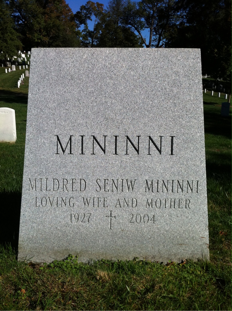 Back of headstone — Bruno Mininni