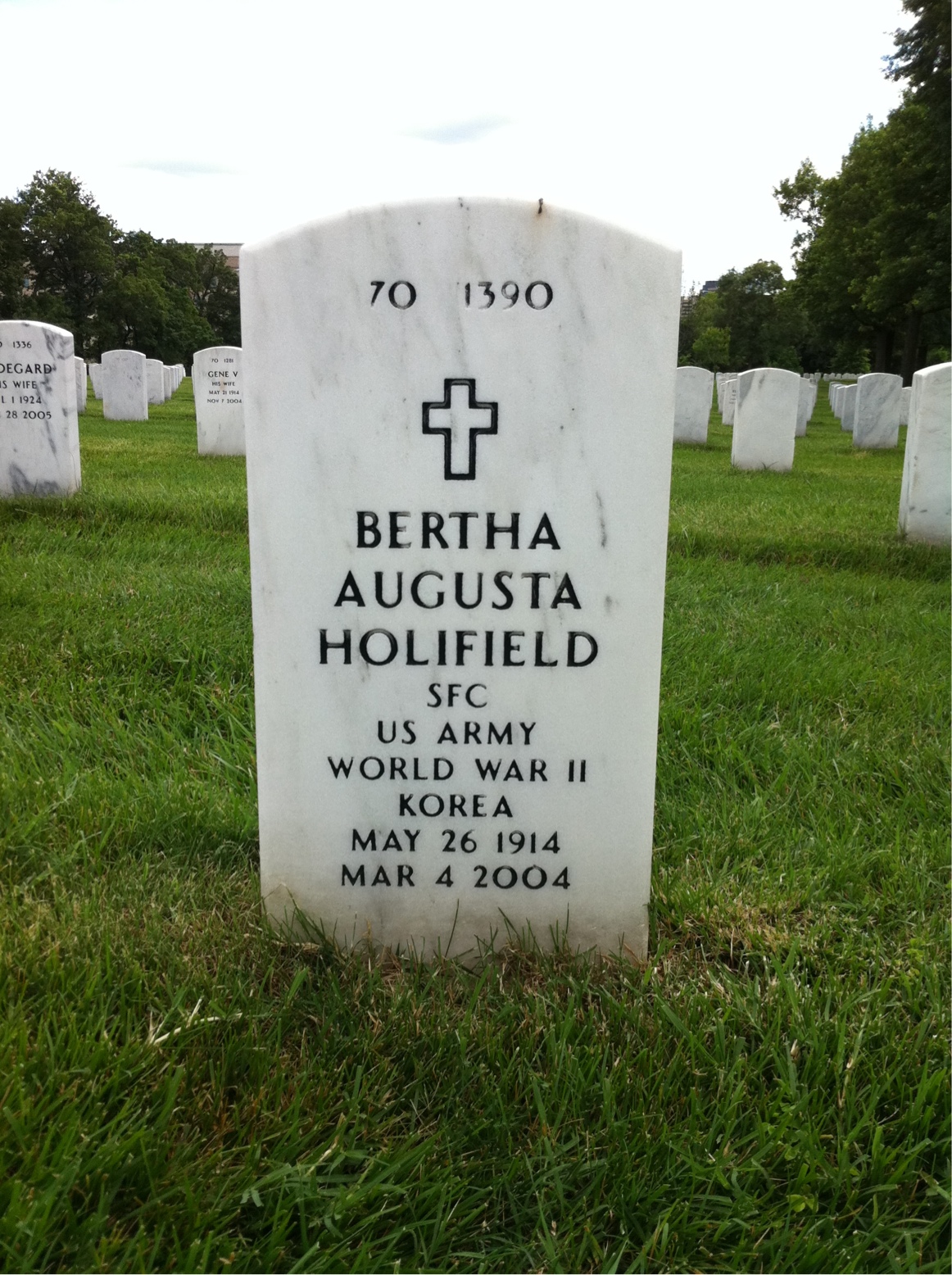 Back of headstone — Bertha Holifield