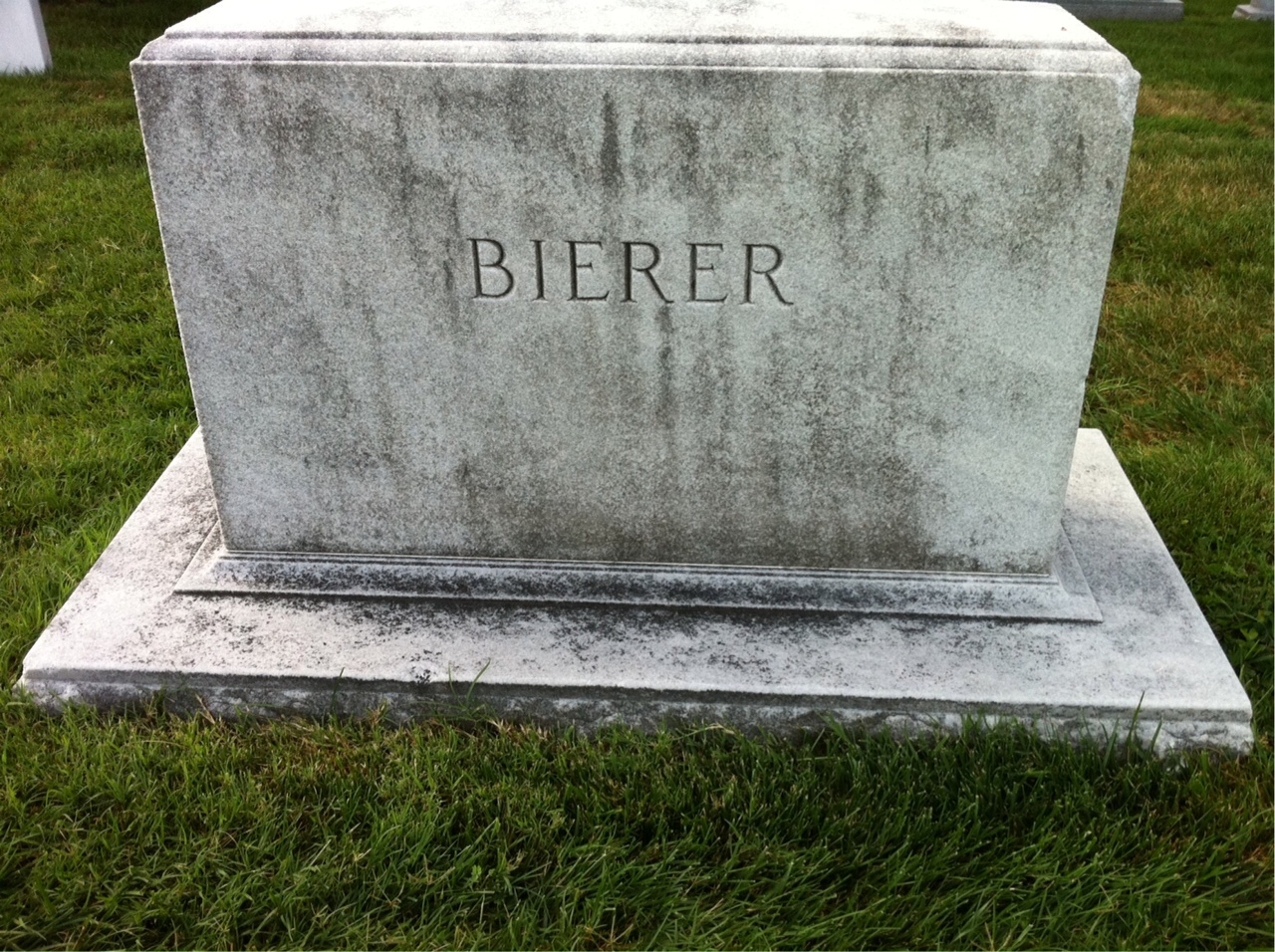 Back of headstone — Bessie Bierer