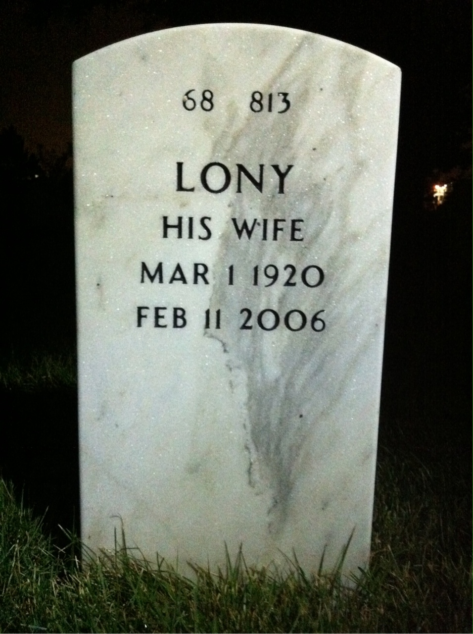 Back of headstone — Hilary Deloach