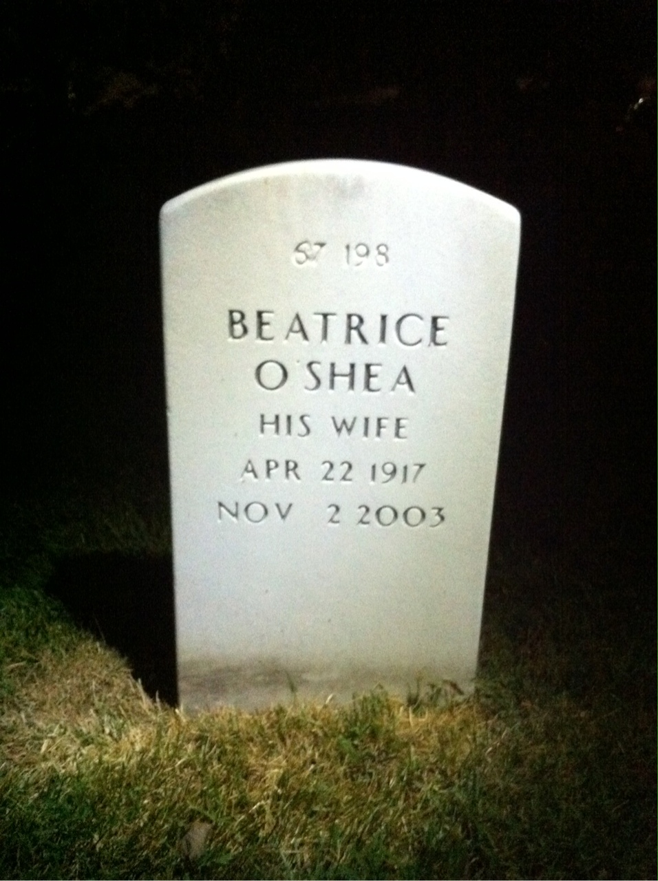 Back of headstone — Martin Brennan