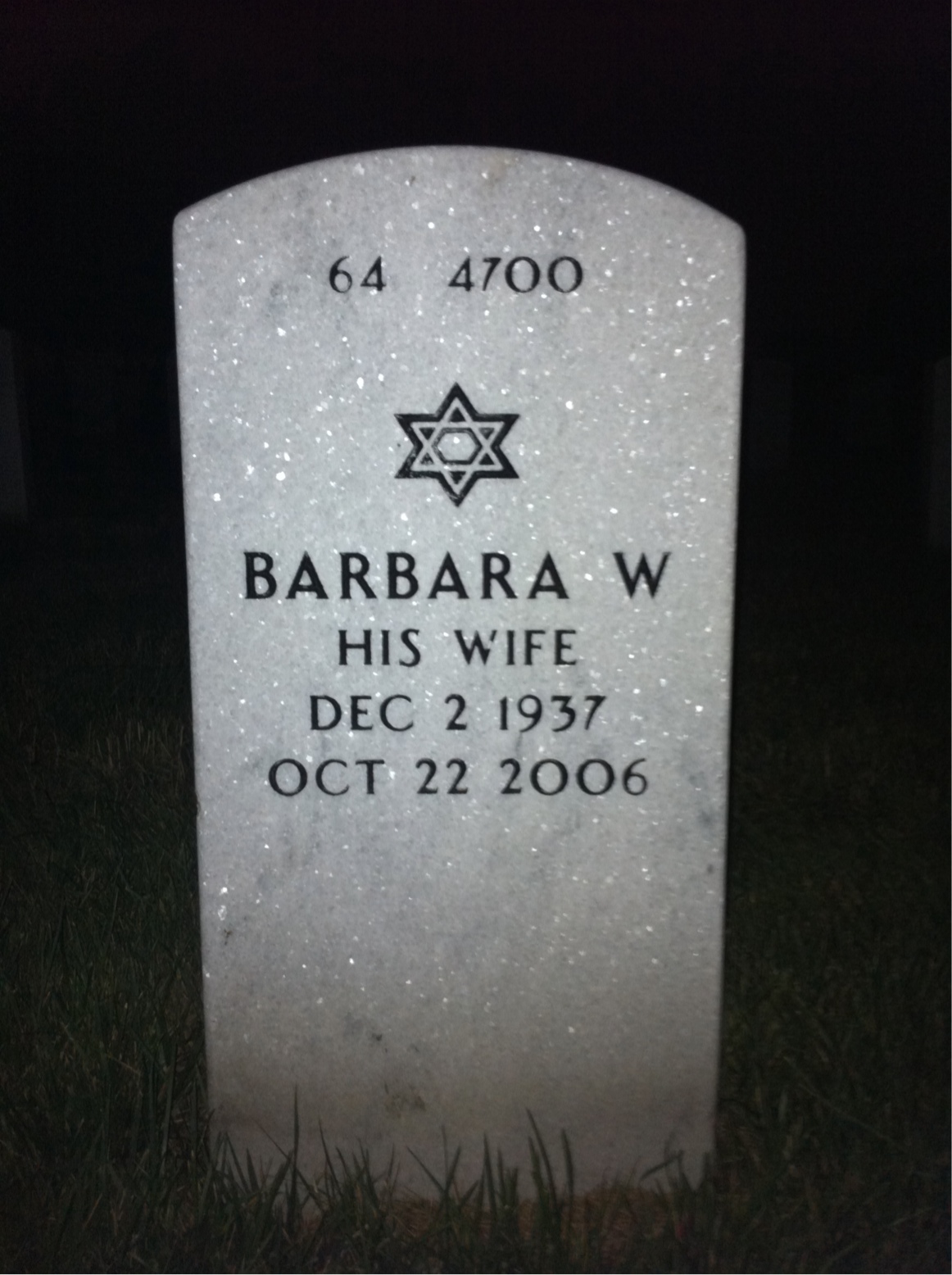 Back of headstone — J W Downs