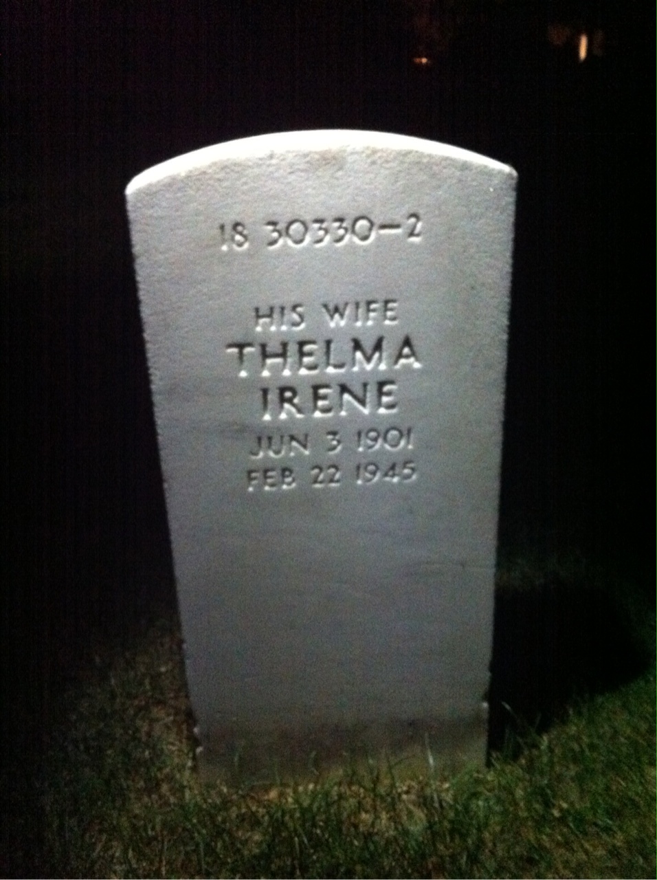 Back of headstone — Thelma Muschlitz