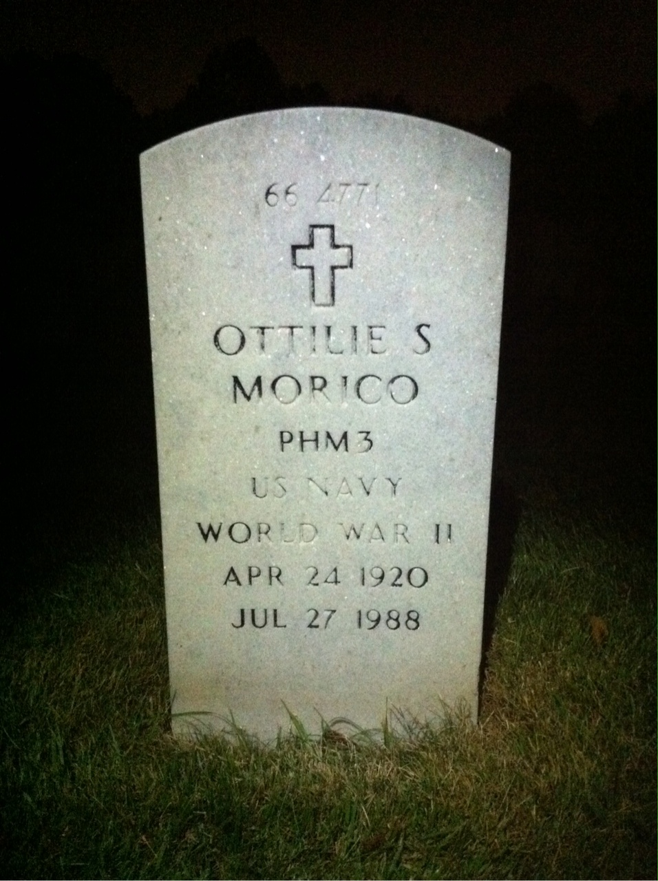Back of headstone — John Morico