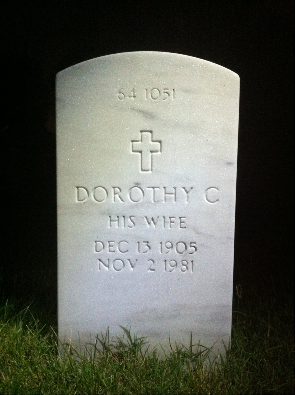 Back of headstone — William Kunz