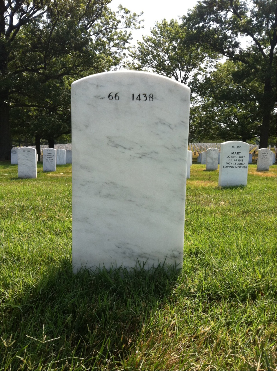 Back of headstone — William Hanratty