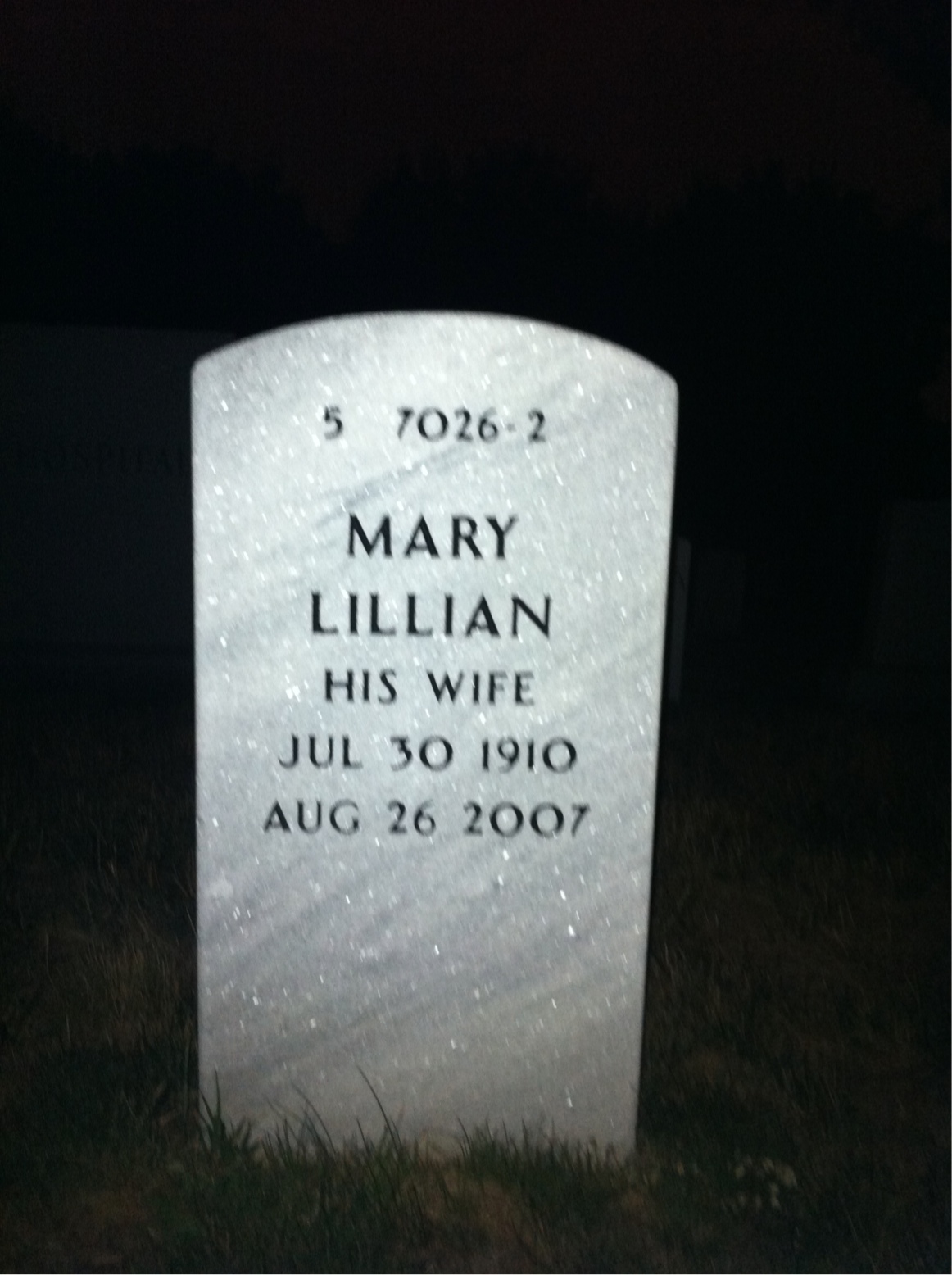 Back of headstone — William Garland
