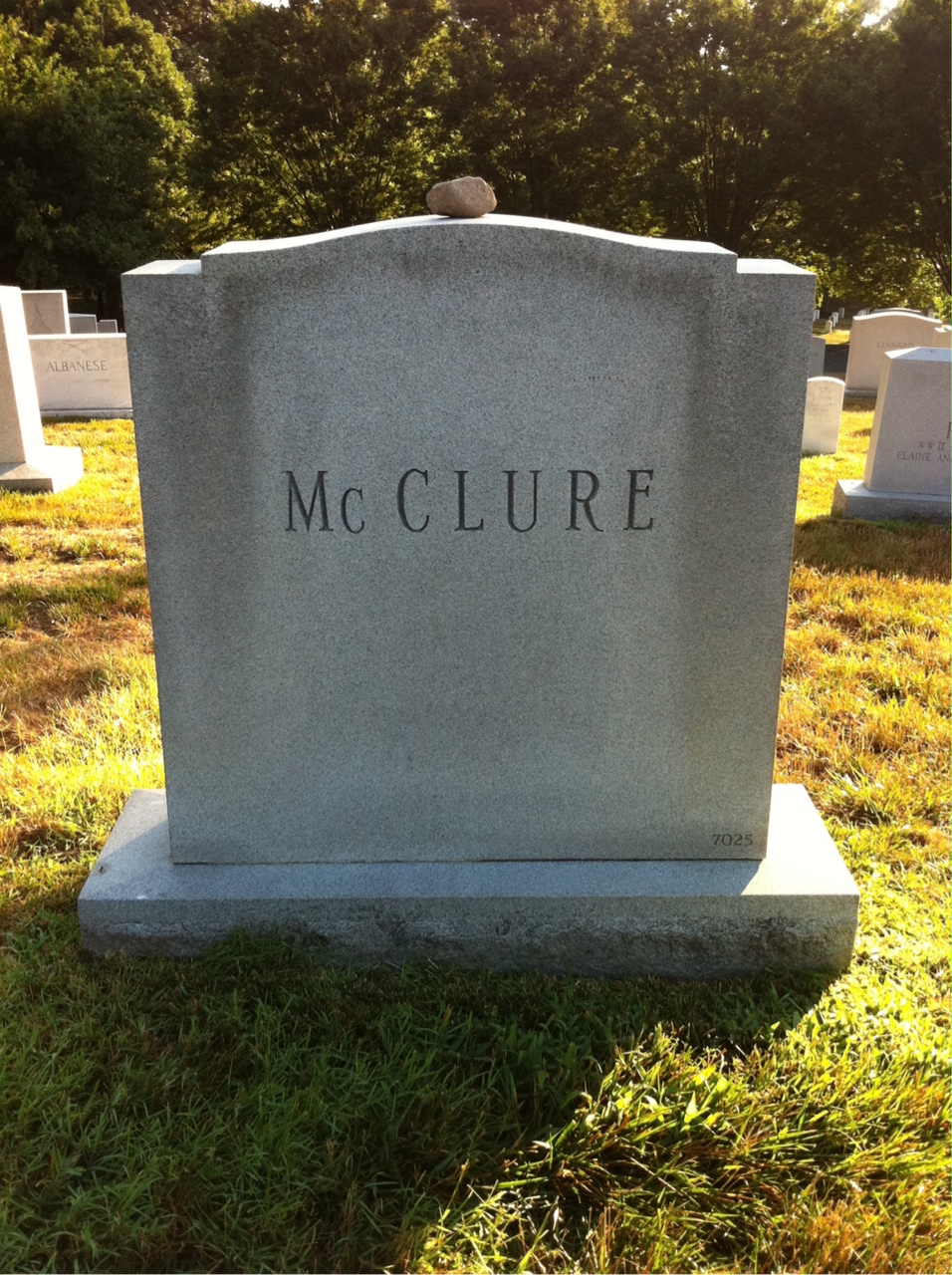 Back of headstone — Robert Battey Mcclure