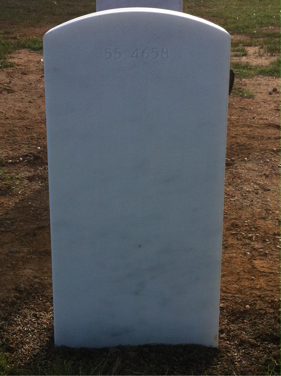Back of headstone — Willard Eugene Harn