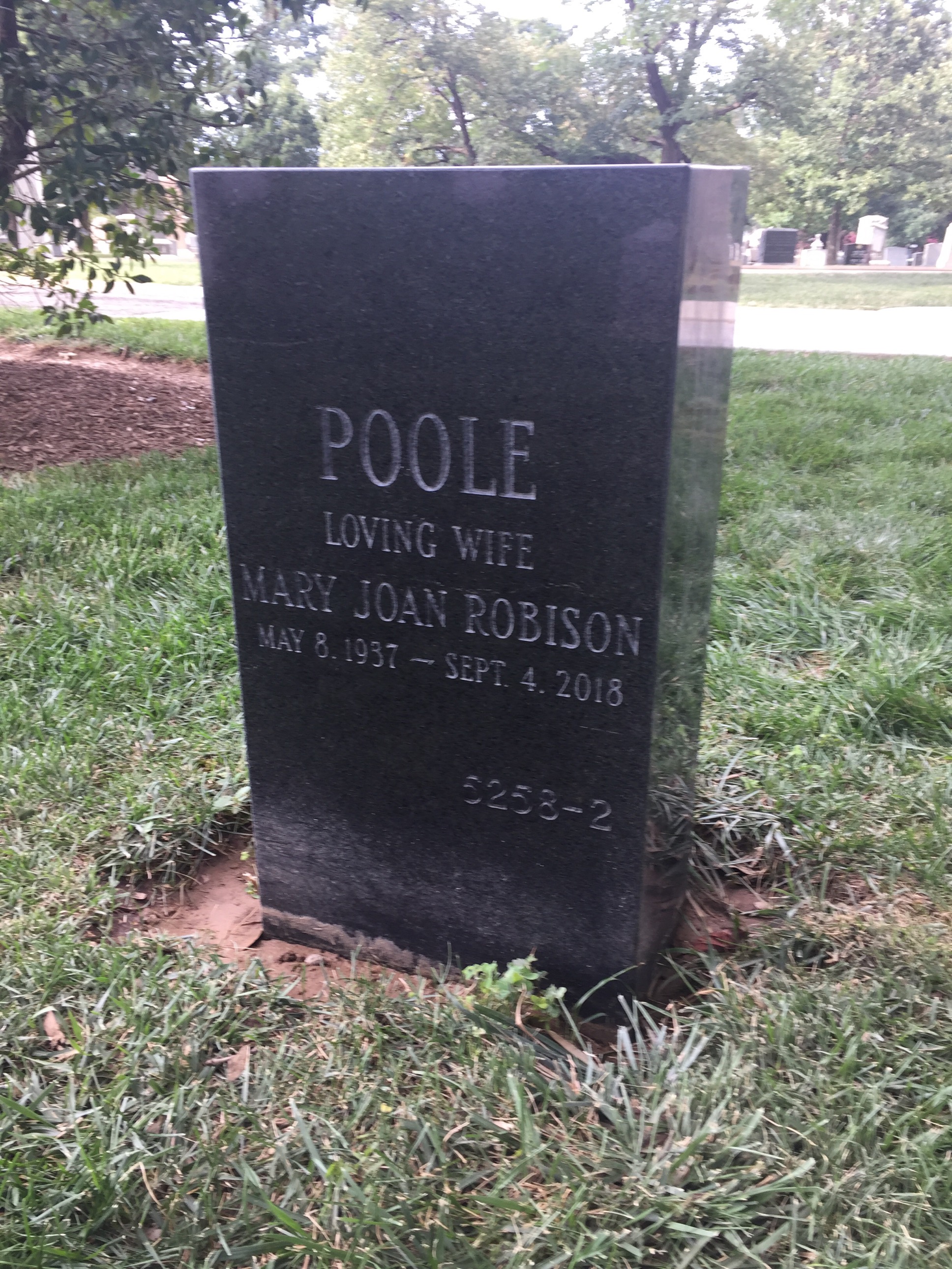 Back of headstone — William Jackson Poole