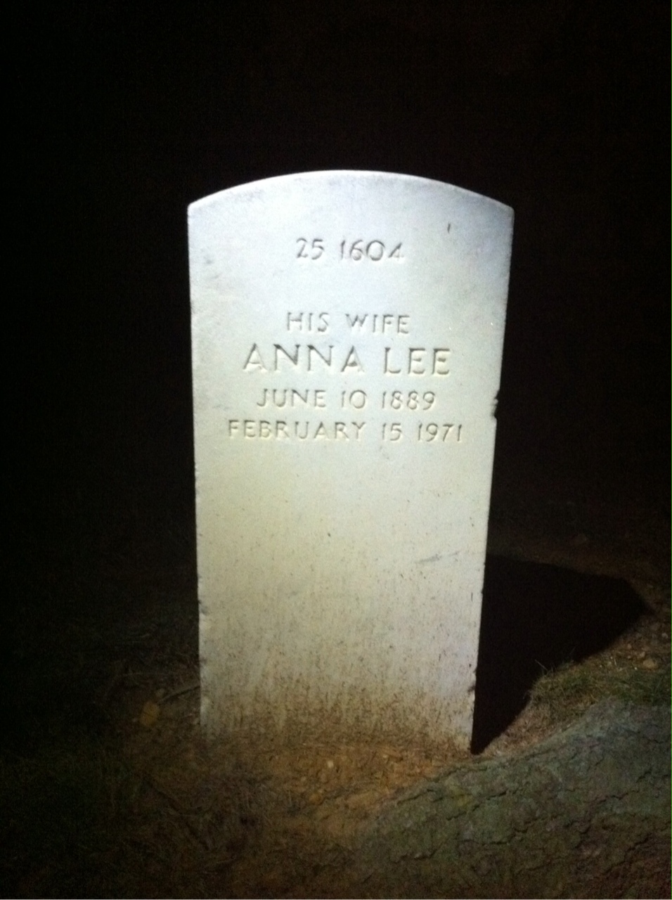 Back of headstone — Anna Banks