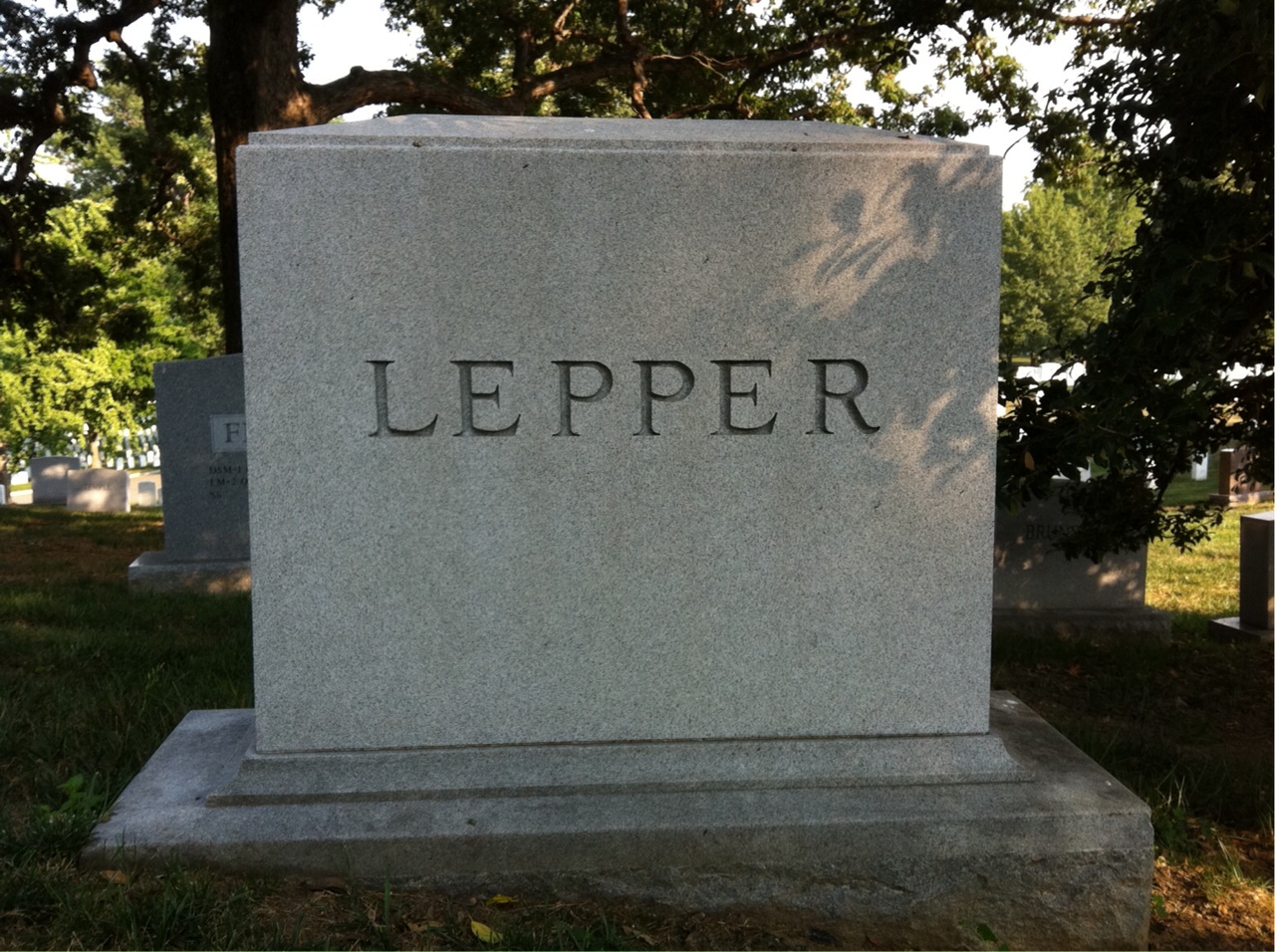 Back of headstone — Agnes Lepper