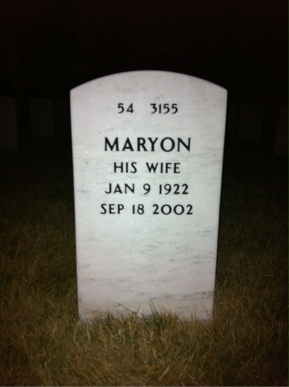 Back of headstone — Carmen Duva