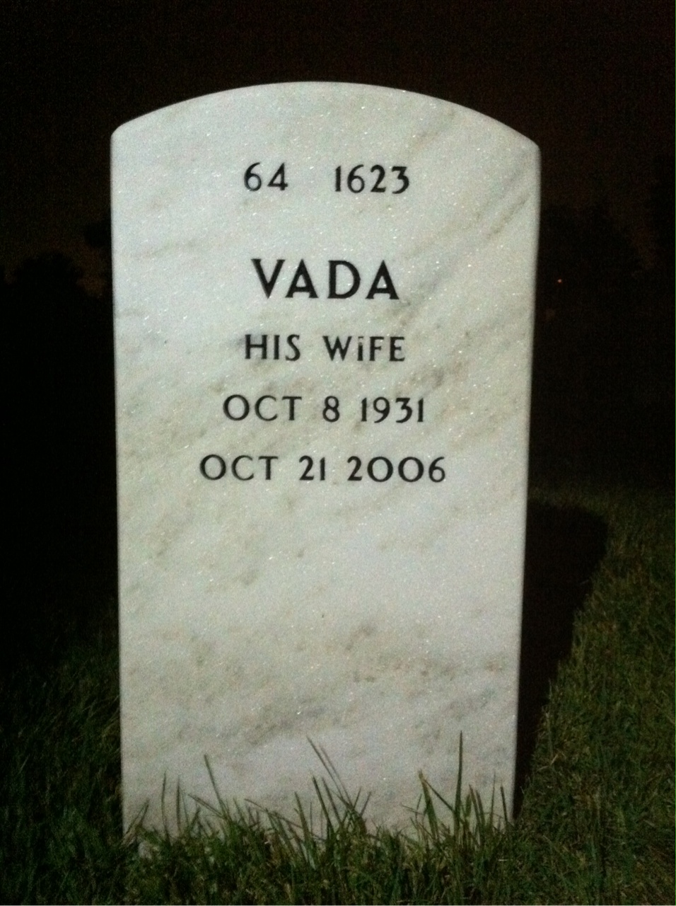 Back of headstone — Delbert Gates