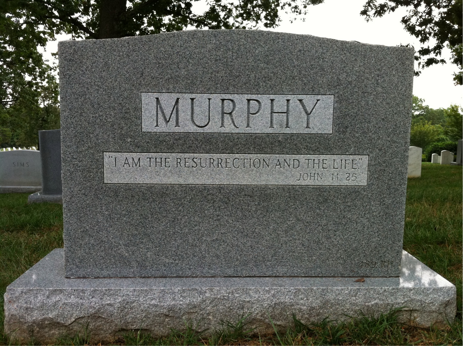 Back of headstone — John Murphy