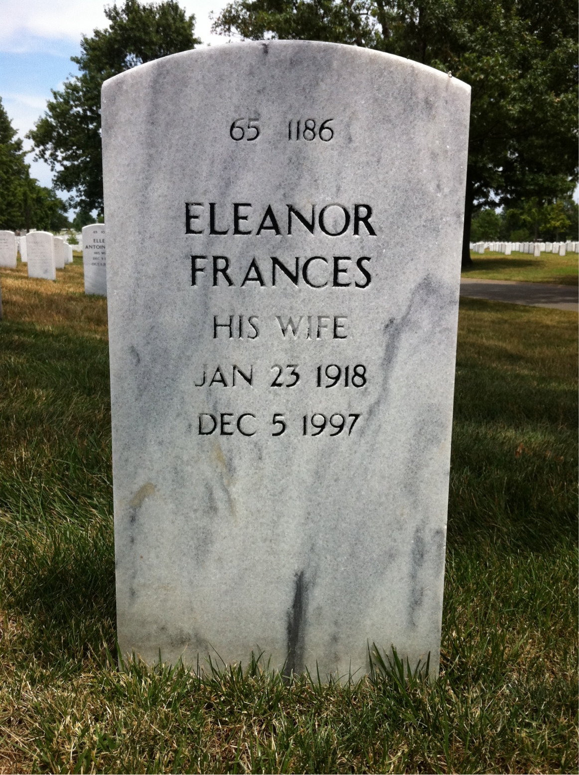 Back of headstone — Eleanor Mullins