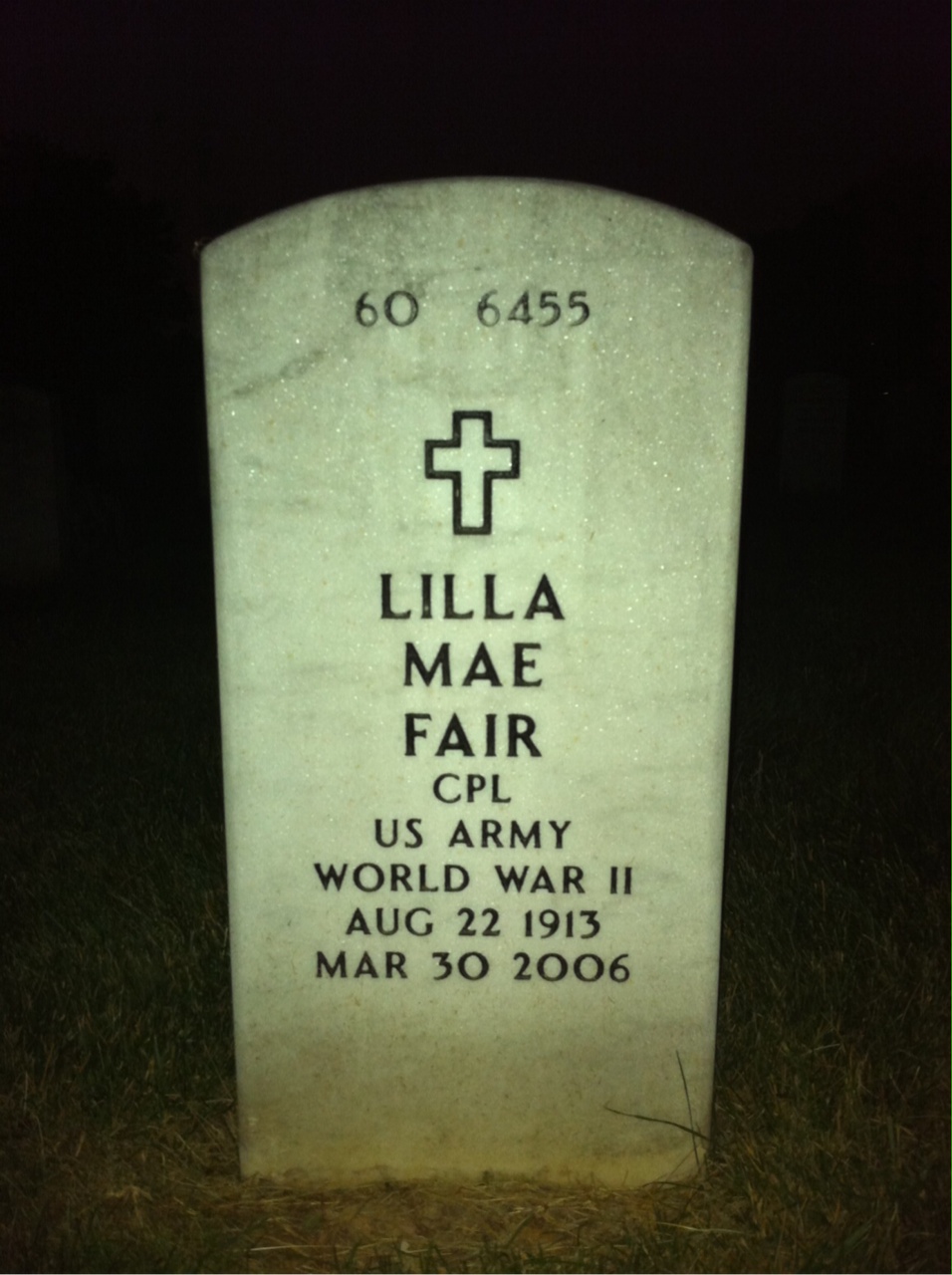 Back of headstone — Jack Fair