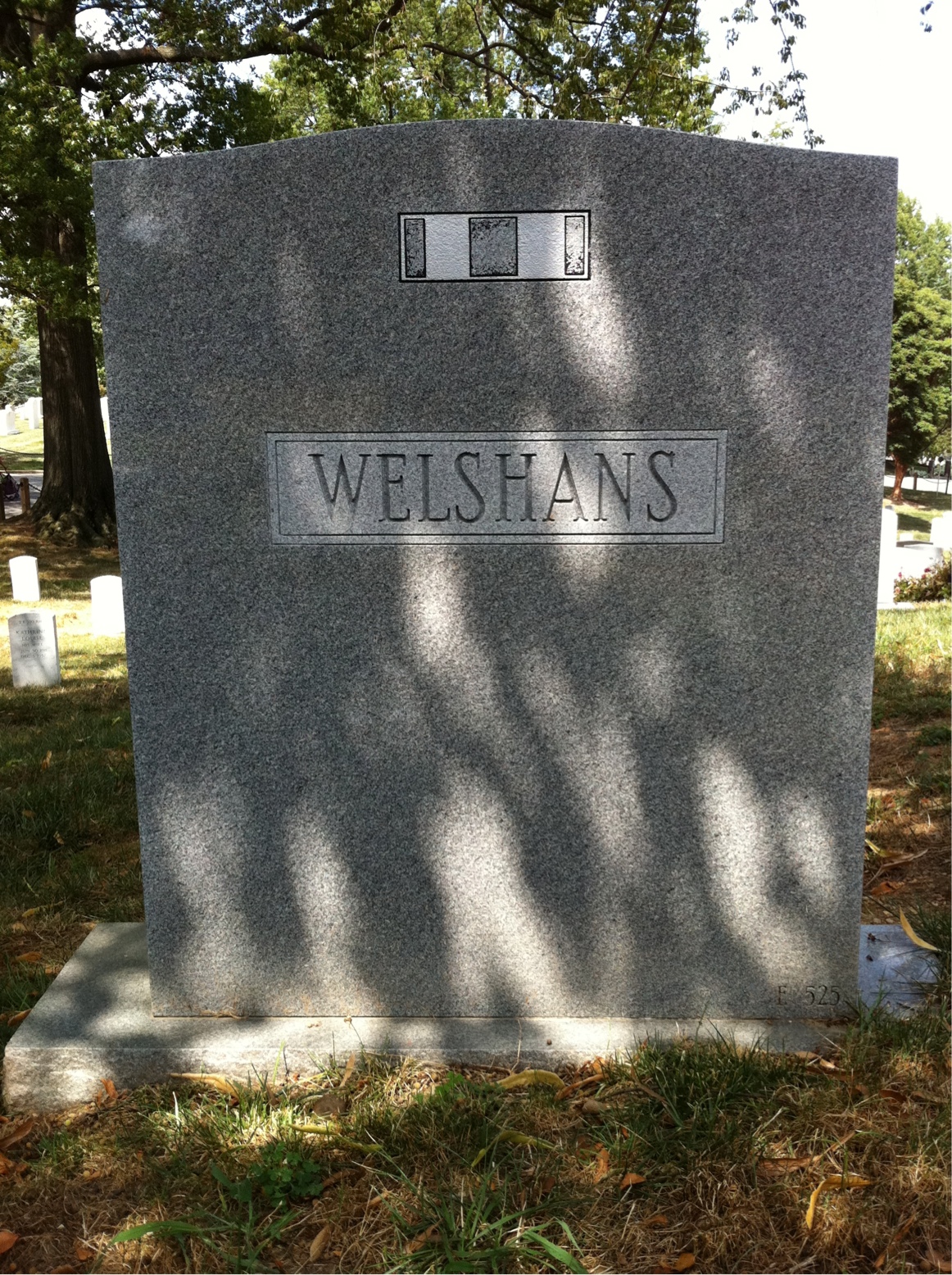 Back of headstone — Albert Welshans