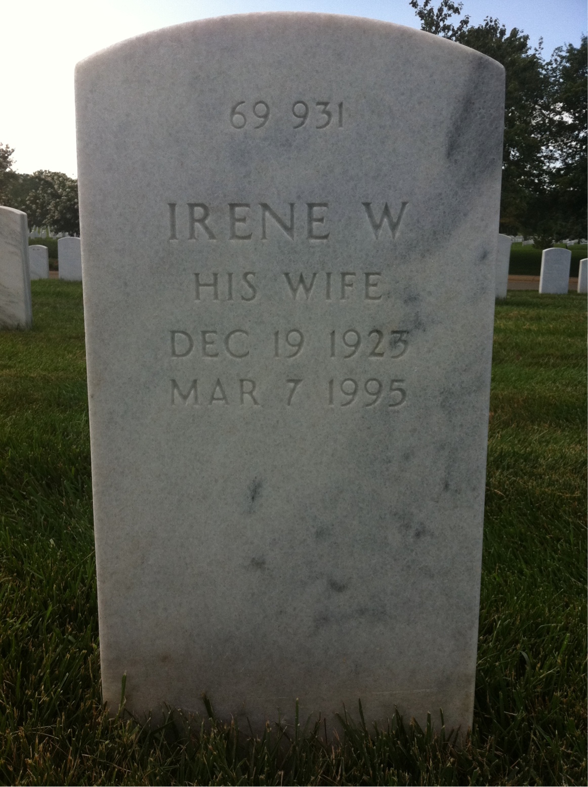 Back of headstone — Irene Agles