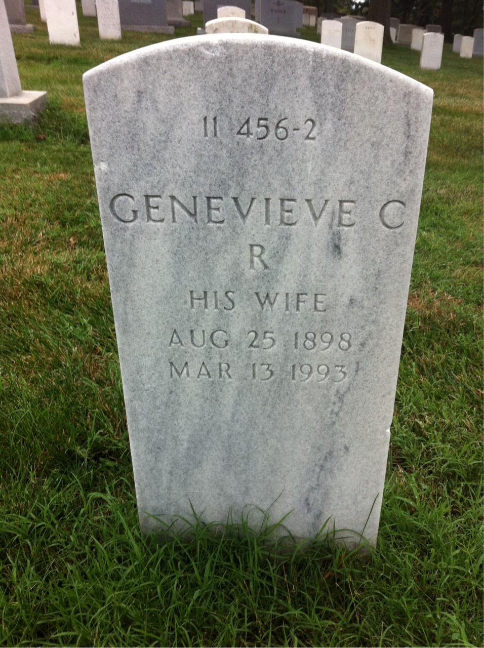 Back of headstone — Genevieve Bogaski