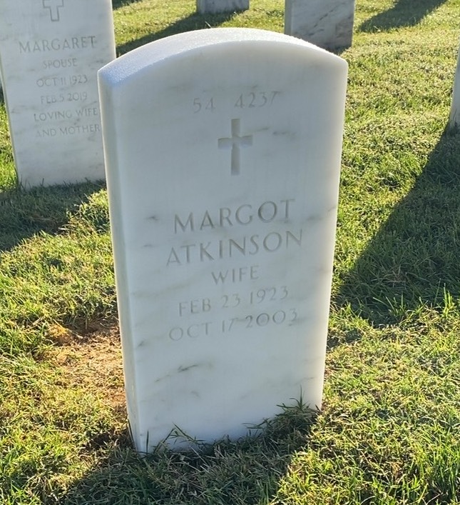 Back of headstone — Herschel Atkinson