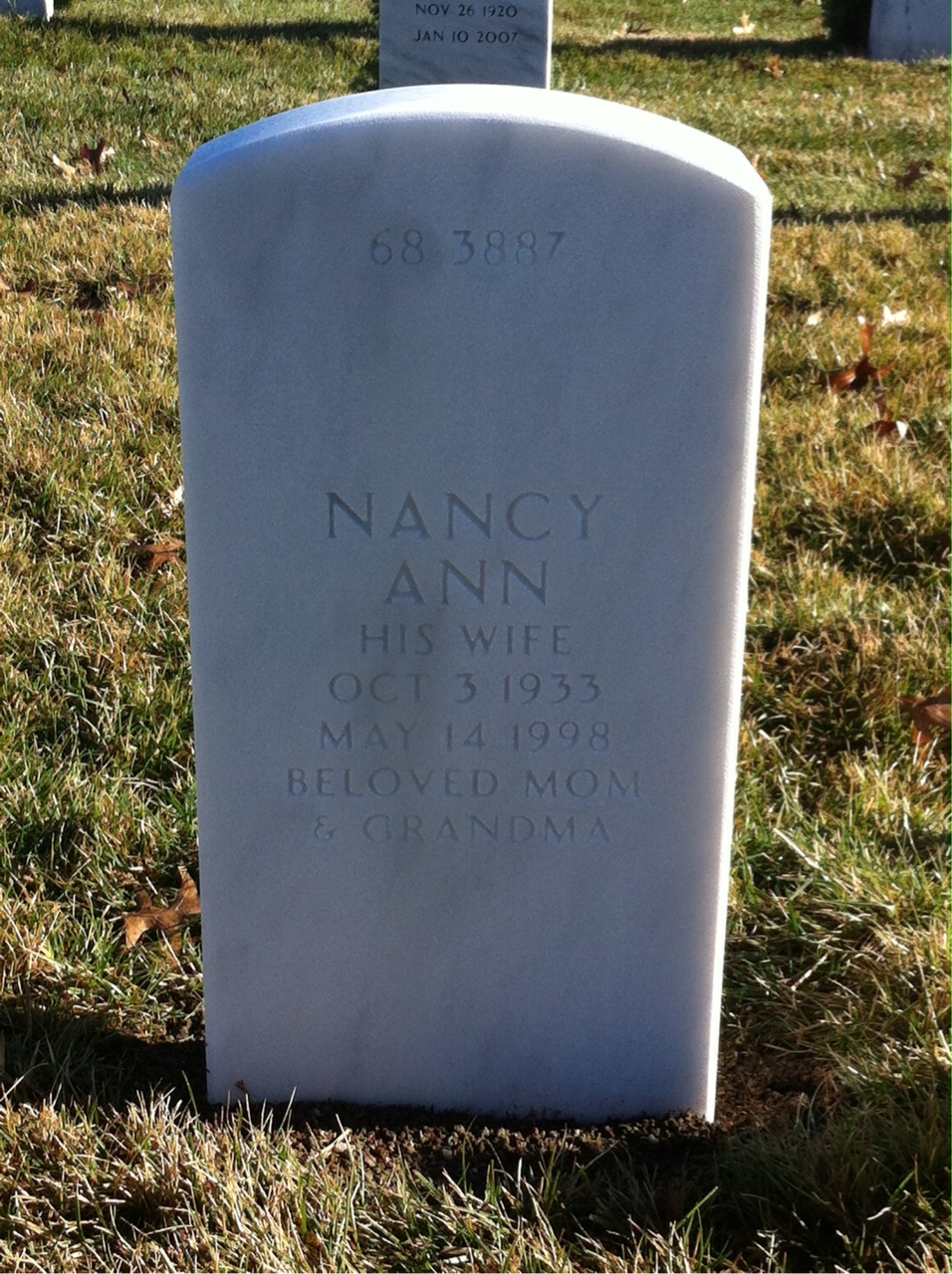 Back of headstone — Walter Austin