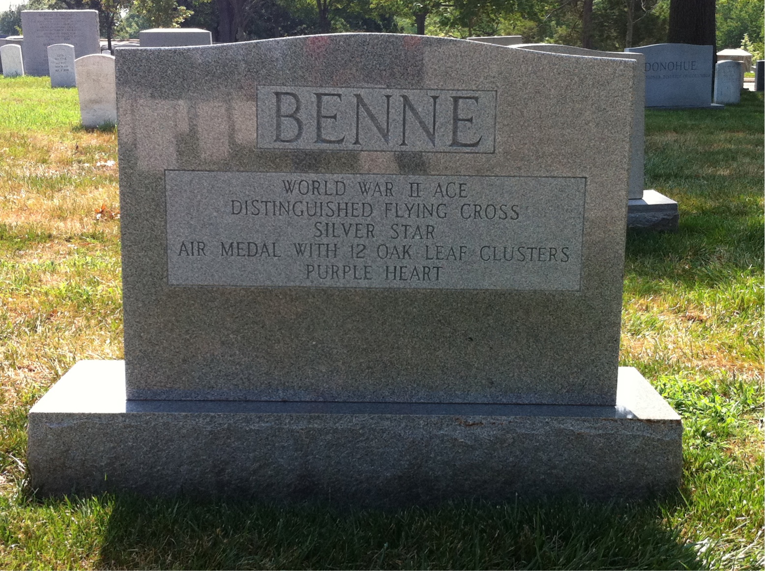 Back of headstone — Louis Benne