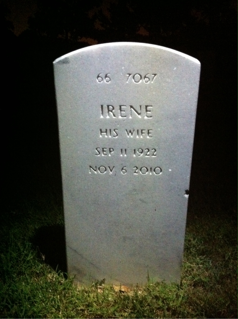 Back of headstone — John Wohner