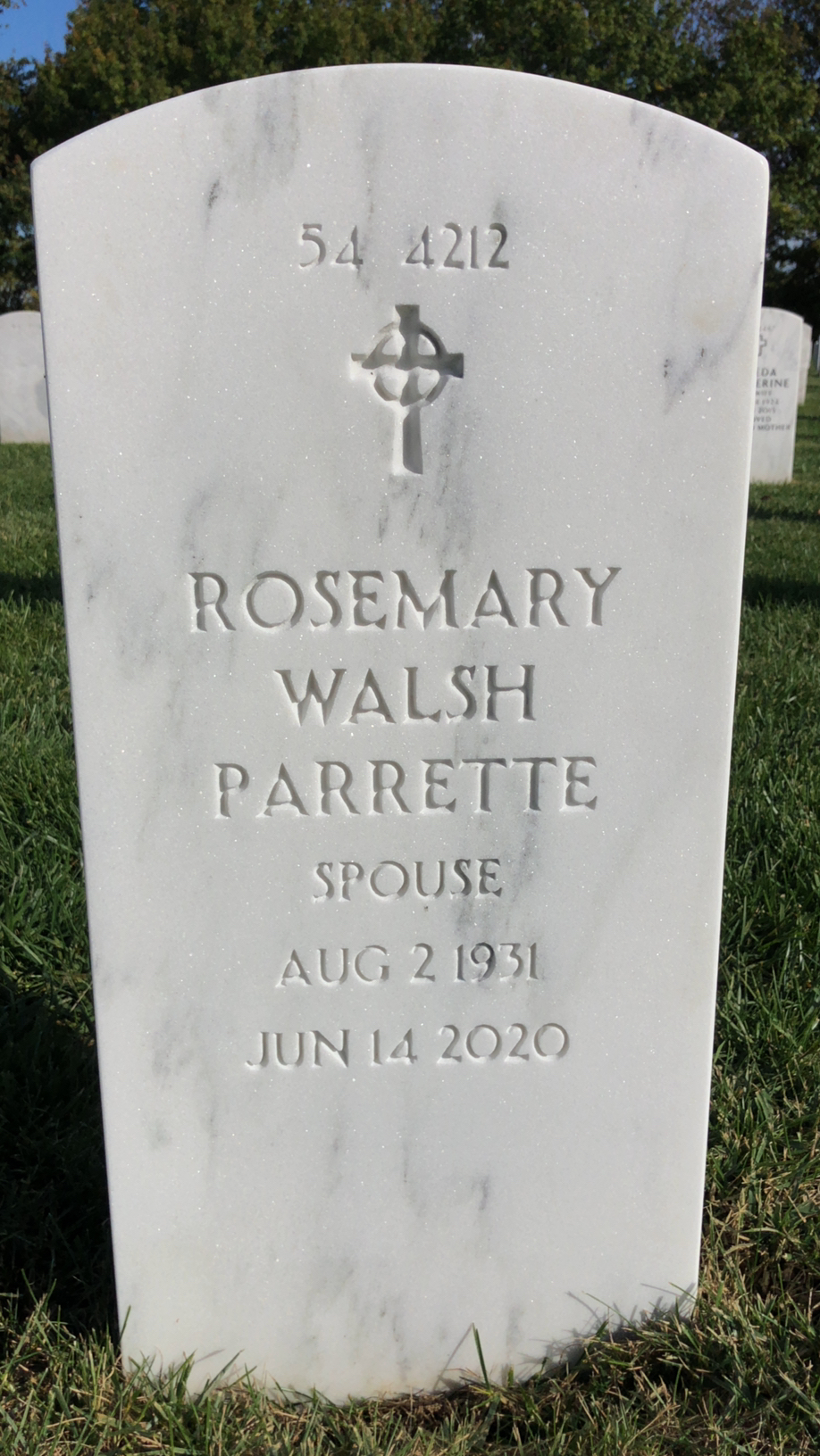 Back of headstone — Bernard Parrette
