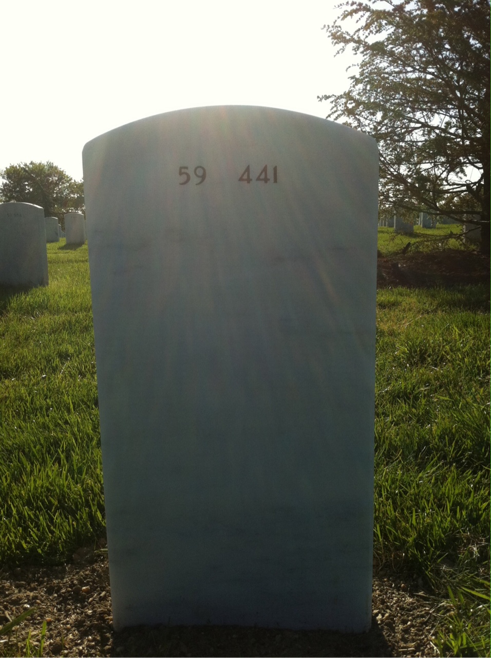 Back of headstone — William D Vance