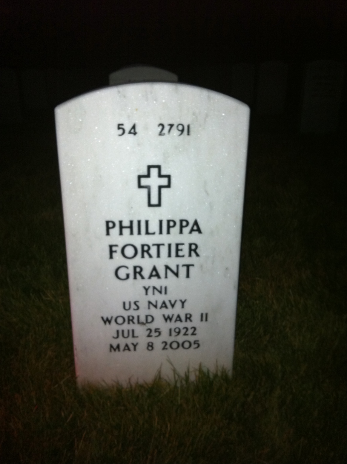 Back of headstone — Harley Grant