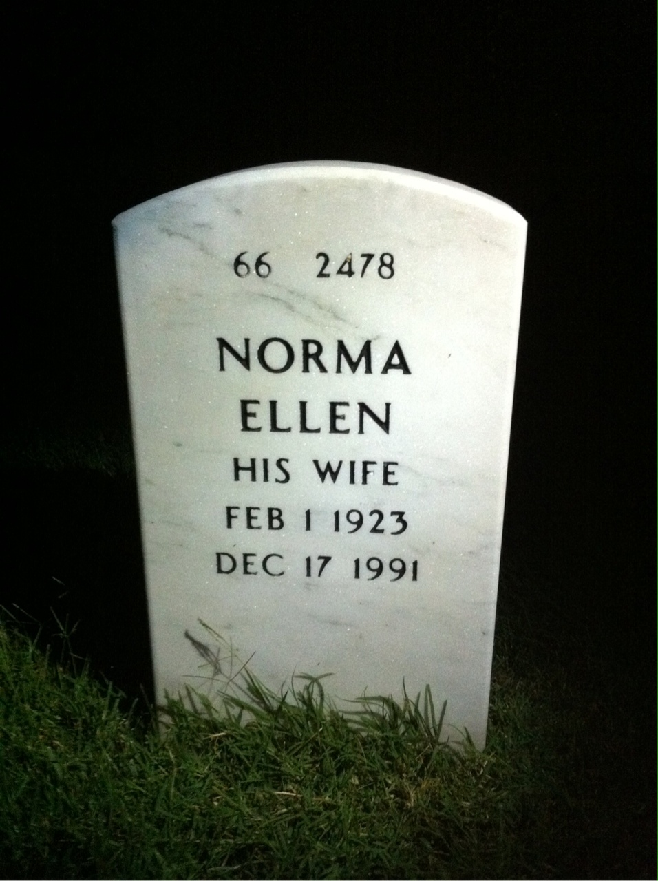 Back of headstone — Vincent Veno