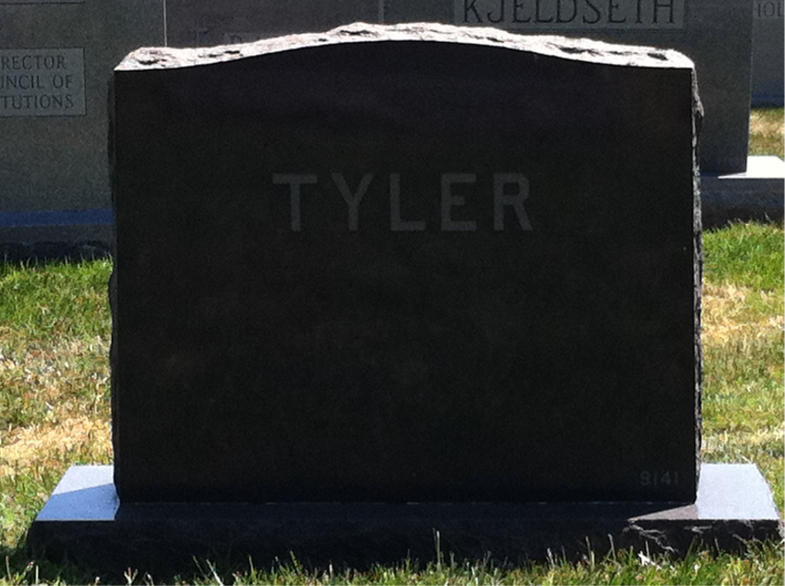 Back of headstone — Sidney Tyler