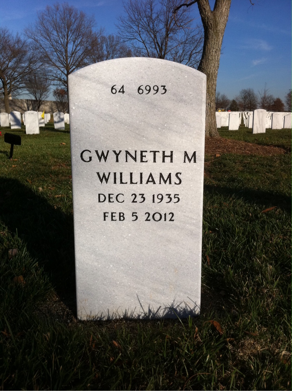 Back of headstone — Carl Williams