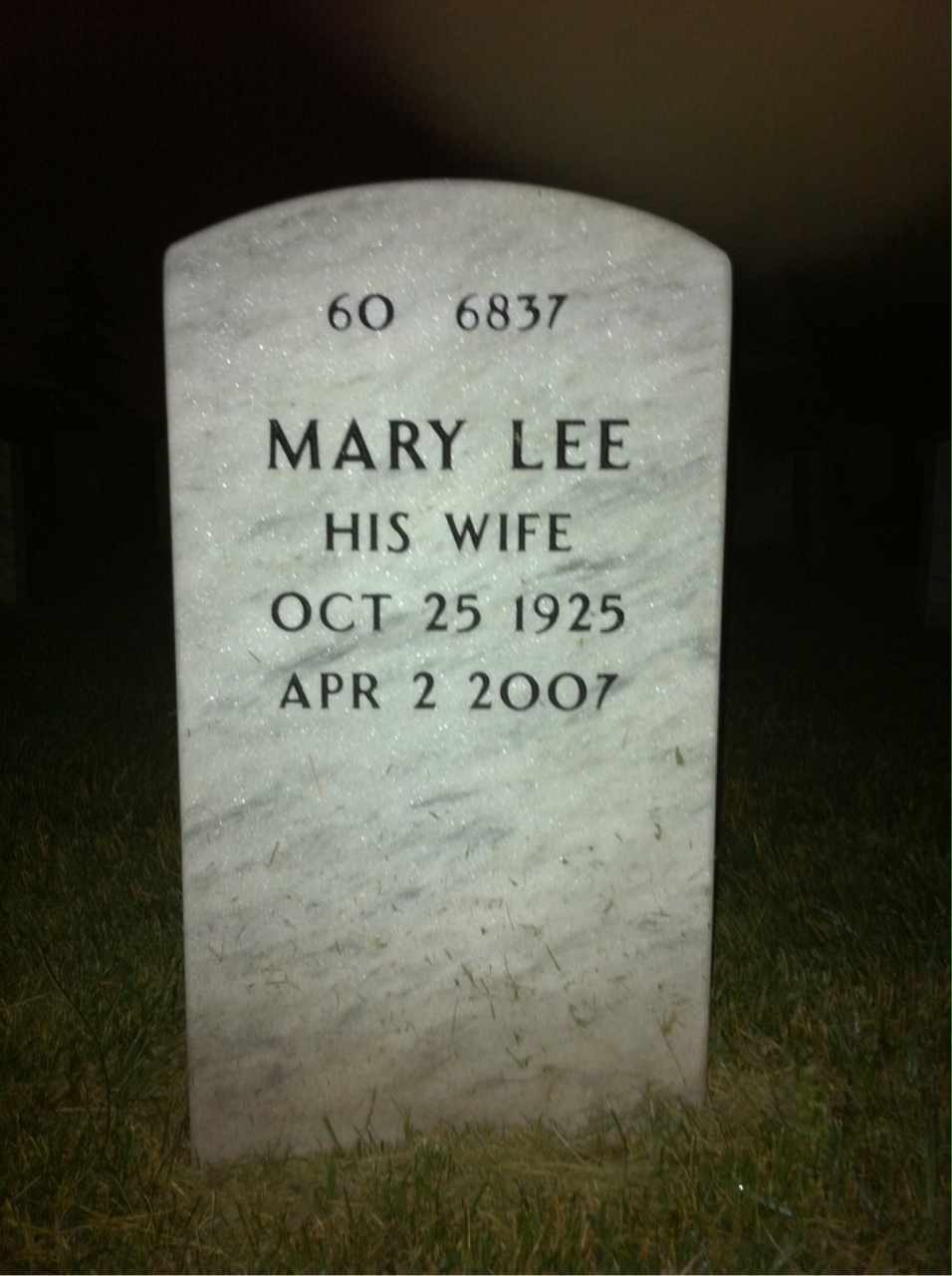 Back of headstone — Carol Pearson
