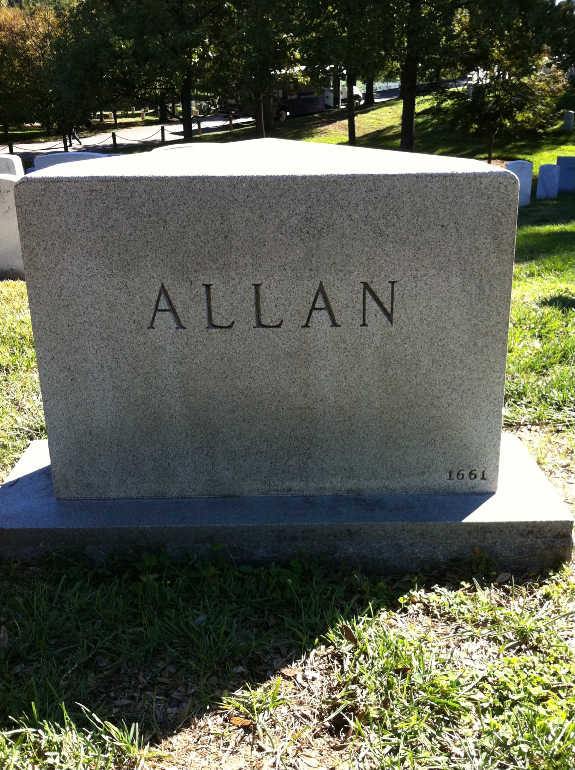 Back of headstone — Carlisle Allan