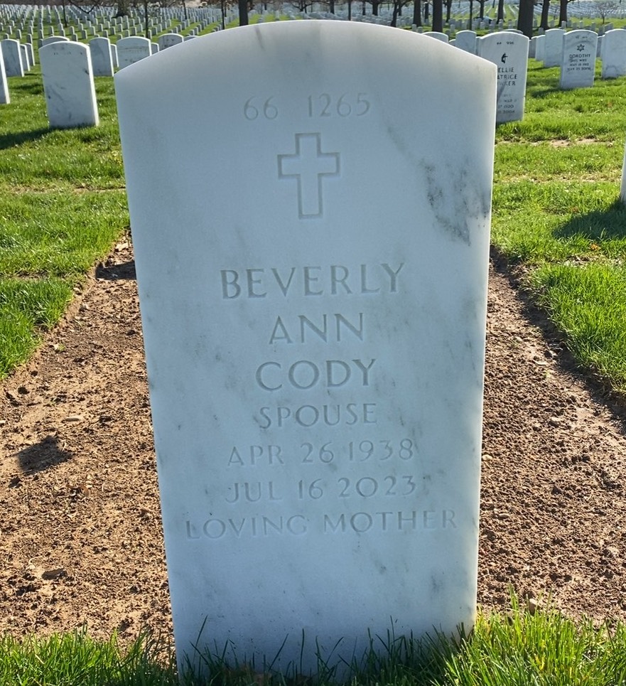 Back of headstone — Harold Cody