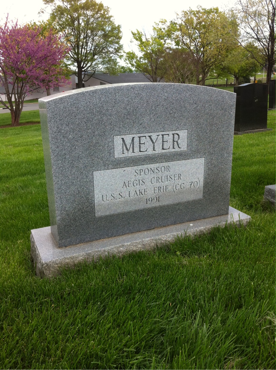 Back of headstone — Wayne Meyer