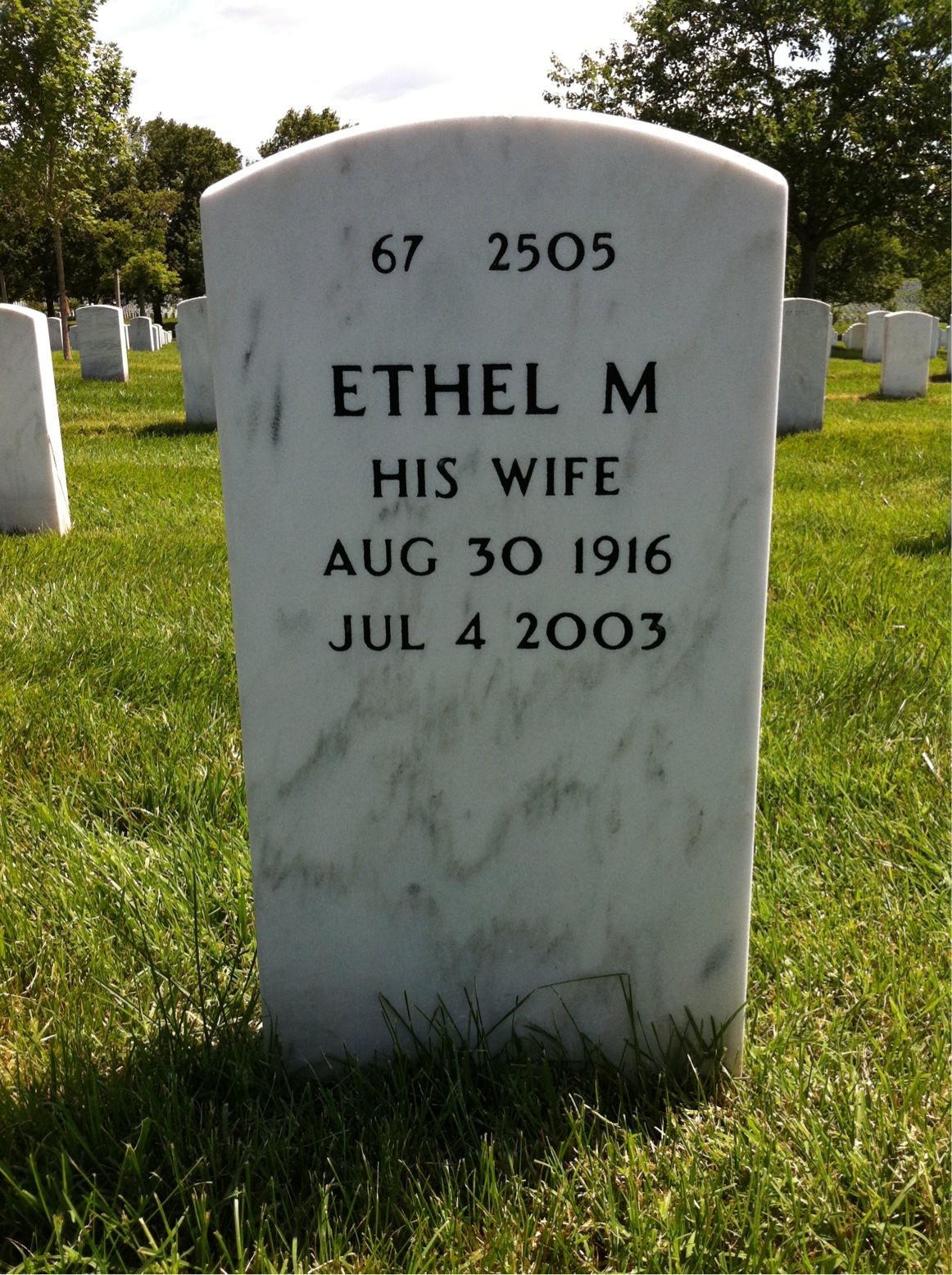 Back of headstone — Elmer Gall