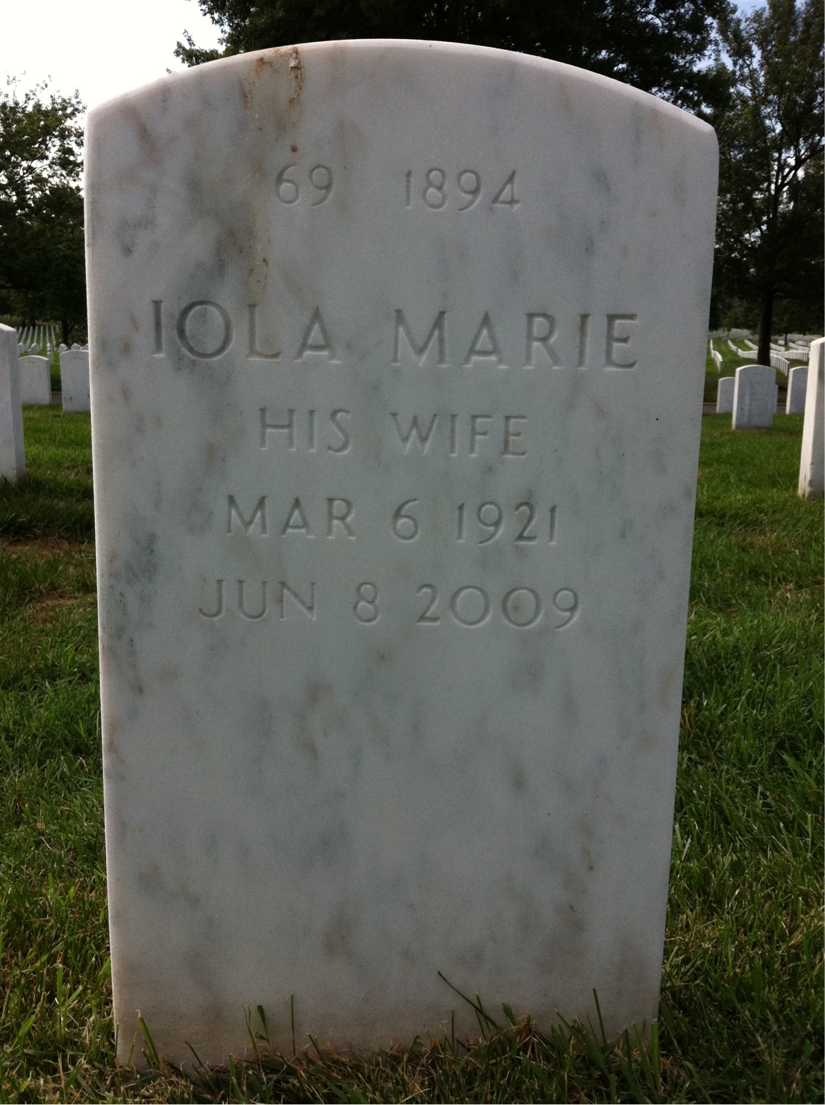 Back of headstone — Ernest Martens