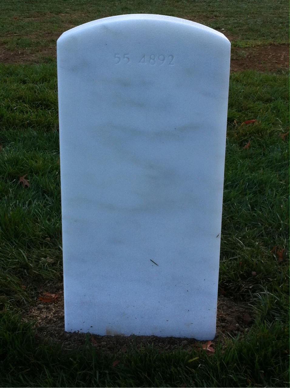 Back of headstone — John R Kelley