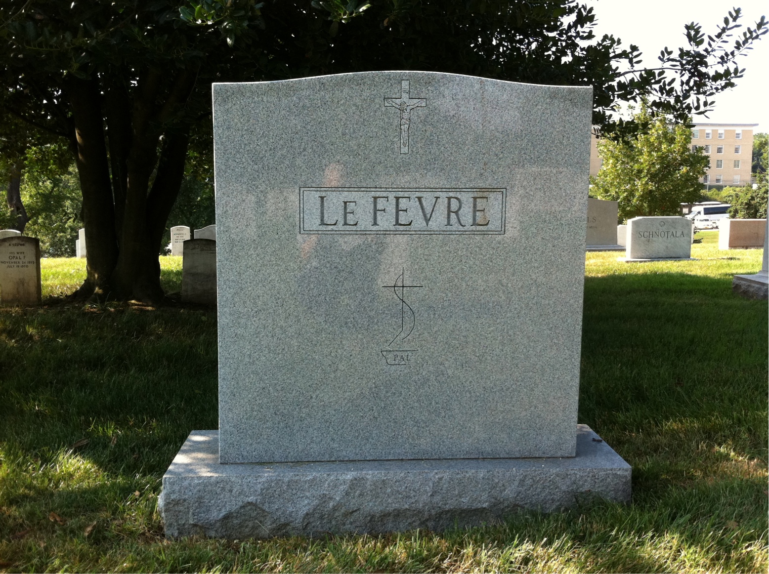 Back of headstone — Pierre Le Fevre